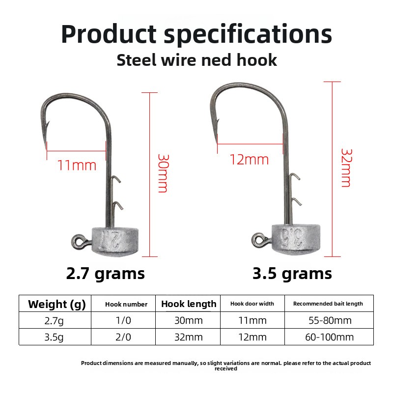 Ned Rig Jig Head Hook with Lead Sinker, Sharp Fishing Hook Outdoor Fishing Tackle for Topmouth Culter Bass – Fishhook – view 3