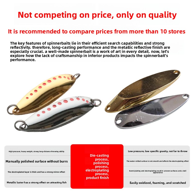 Leech Metal Spoon Lure with Reinforced Feather Treble Hook, Freshwater Artificial Bait for Mandarin Fish & Topmouth Culter – Spoon & Spinner – view 4