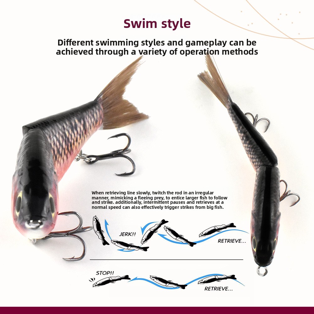 120mm/175g ABS Plastic Live Bait Mini Two-section Sliding Realistic Fish Scale Simulation Luya Bait Without Hooks – Swimbait – view 4