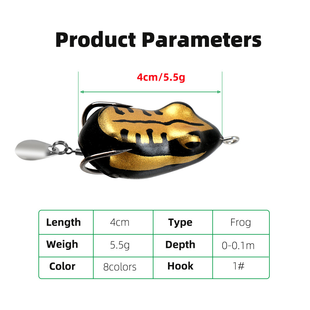 Thunder Modified Frog Lure 4cm 5.5g Floating Long Cast Topwater Snakehead Bass Bait – Frog – view 3