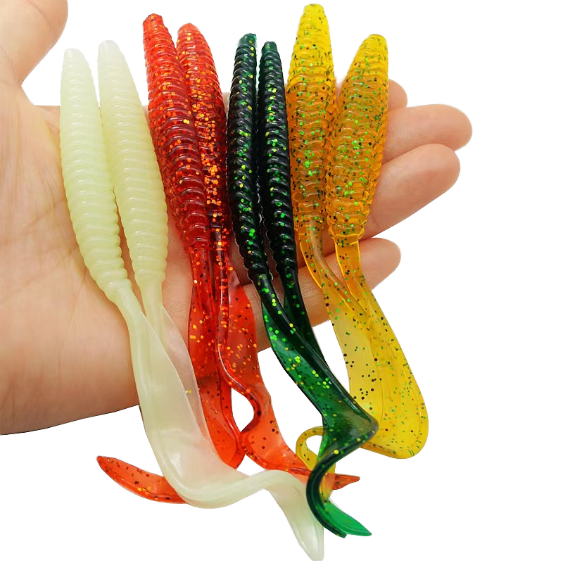 13cm 5.5g Big Sickle Curly Tail Soft Worm Lure, Grub Curly Tail Artificial Soft Bait – Worms & Grubs – view 1