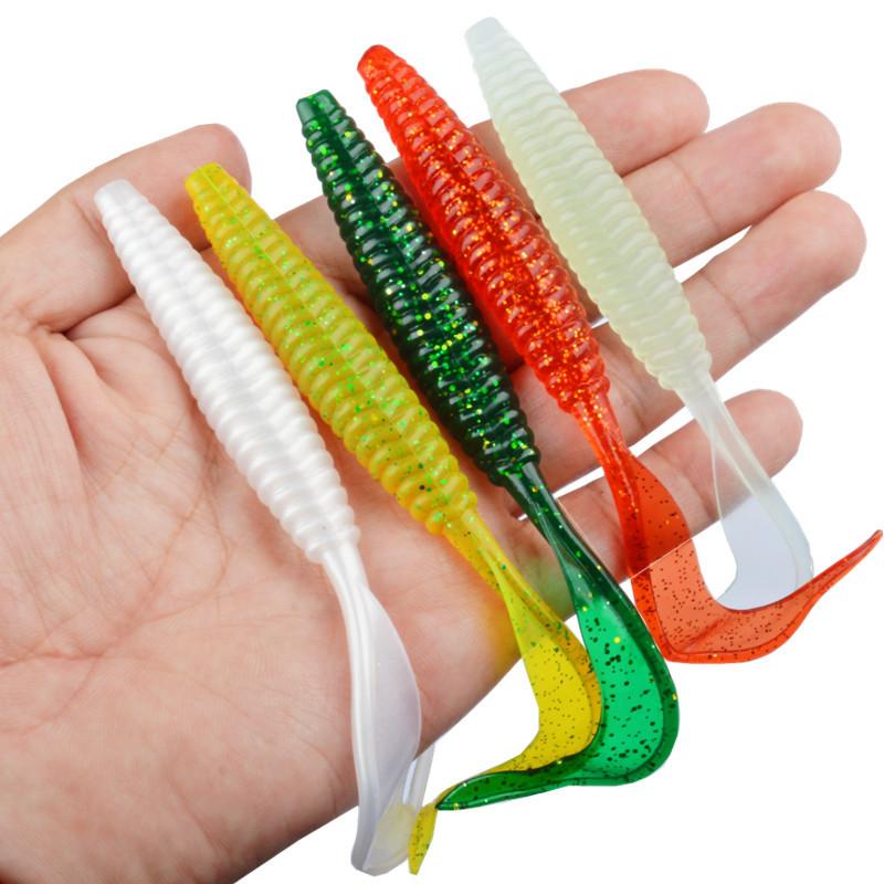 13cm 5.5g Big Sickle Curly Tail Soft Worm Lure, Grub Curly Tail Artificial Soft Bait – Worms & Grubs – view 3