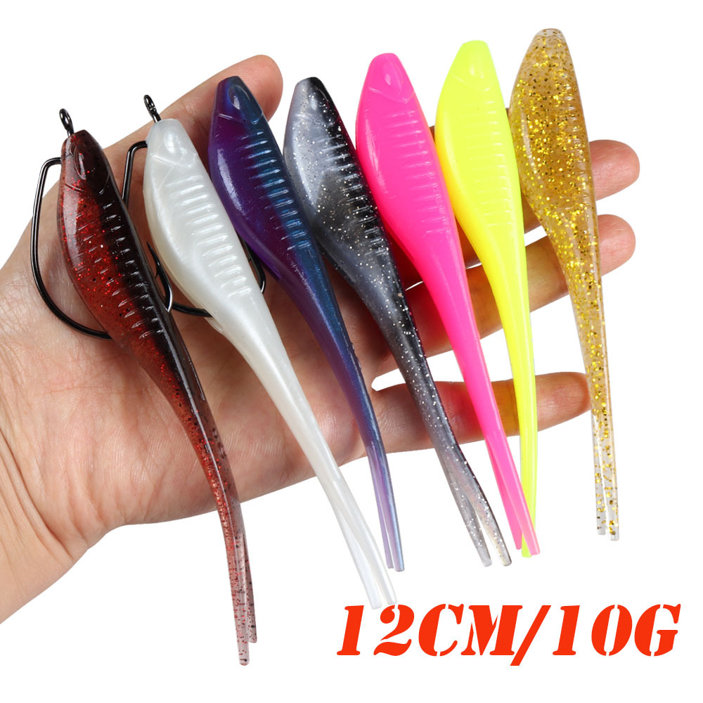 120mm 10g High Elastic TPR Fork Tail Soft Lure, Bite Resistant Floating Dual Color TPR Bait – Worms & Grubs – view 5