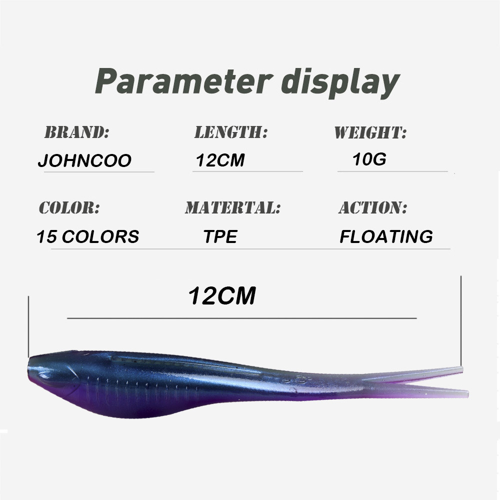 120mm 10g High Elastic TPR Fork Tail Soft Lure, Bite Resistant Floating Dual Color TPR Bait – Worms & Grubs – view 2