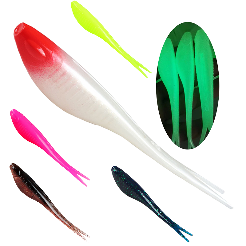 120mm 10g High Elastic TPR Fork Tail Soft Lure, Bite Resistant Floating Dual Color TPR Bait – Worms & Grubs – view 1