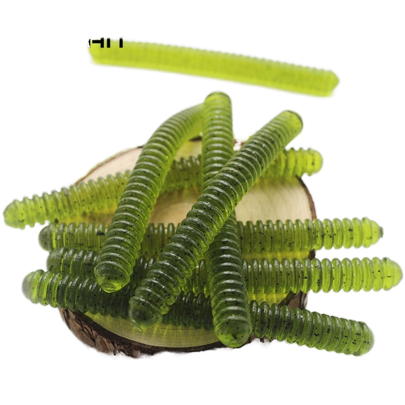 9.5cm 5.5g Long Threaded Soft Plastic Worm, Green Bionic Lure Soft Fishing Bait – Worms & Grubs – view 1