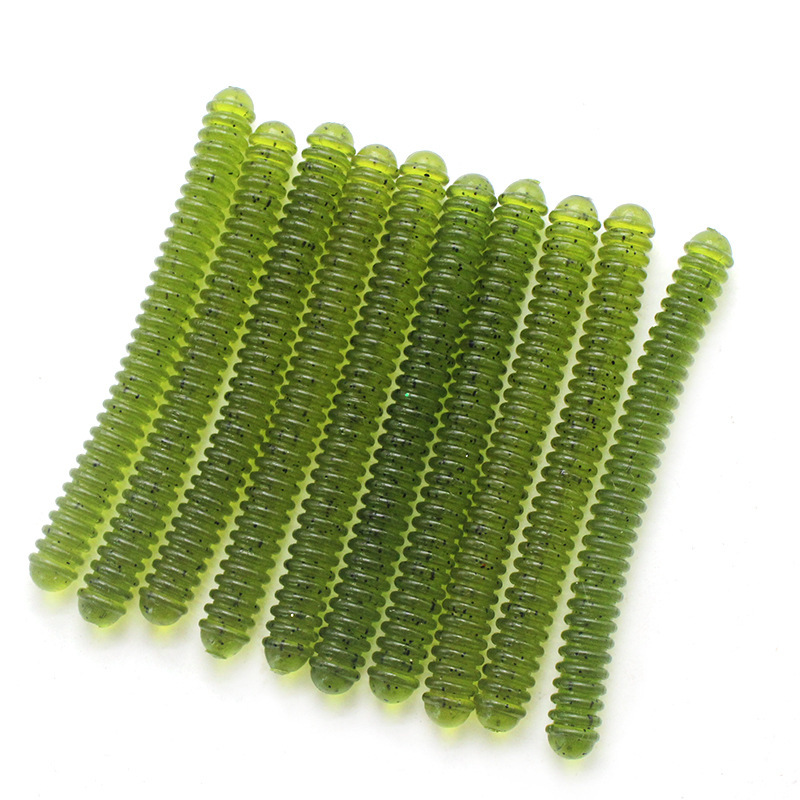 9.5cm 5.5g Long Threaded Soft Plastic Worm, Green Bionic Lure Soft Fishing Bait – Worms & Grubs – view 2