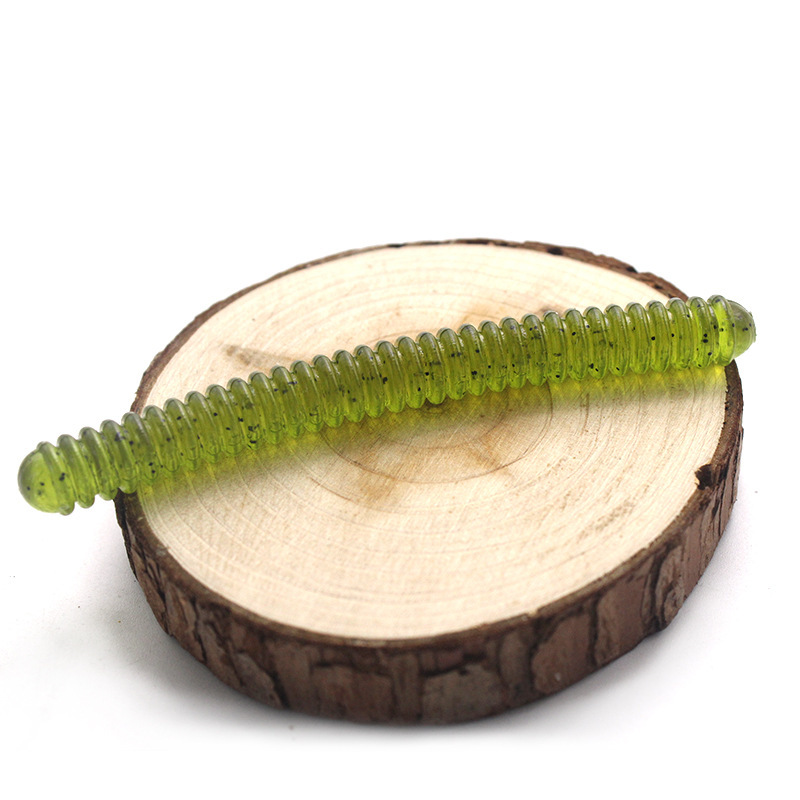 9.5cm 5.5g Long Threaded Soft Plastic Worm, Green Bionic Lure Soft Fishing Bait – Worms & Grubs – view 3