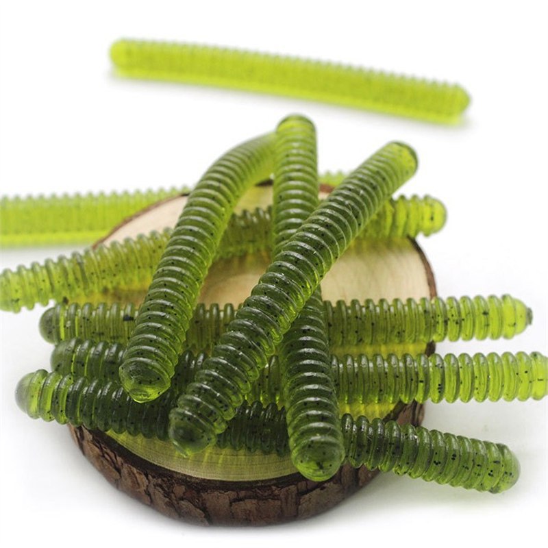 9.5cm 5.5g Long Threaded Soft Plastic Worm, Green Bionic Lure Soft Fishing Bait – Worms & Grubs – view 4