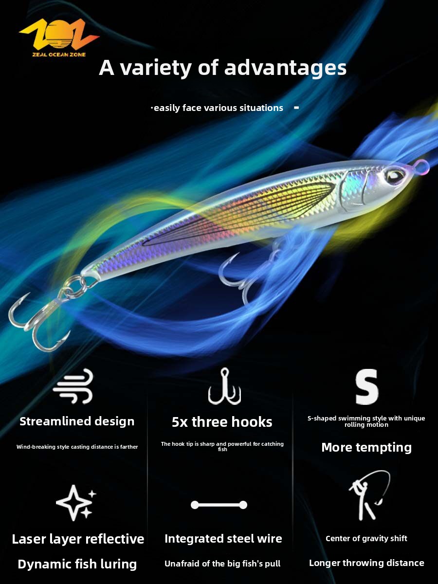 Stainless Steel Floating Water Pencil Sea Fishing 190mm Big Bait Live Bait Remote Luya Surface System – Pencil – view 2