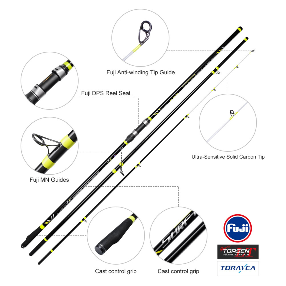Plug-in Rod Carbon Three-section Beach Throwing Solid Front Slightly SURF MASTER 4.25m 480g Hard – Fishing Rod – view 4