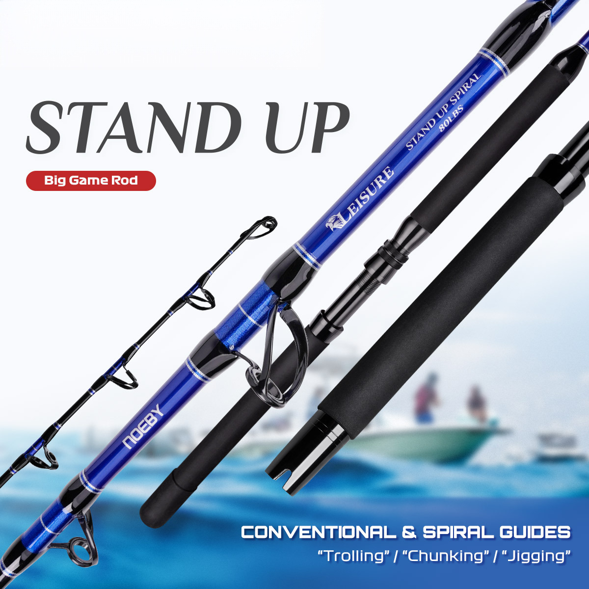Carbon Deep Sea Trolling Fishing Rod with Hard Action Rotating Guides Single Section – Fishing Rod – view 2