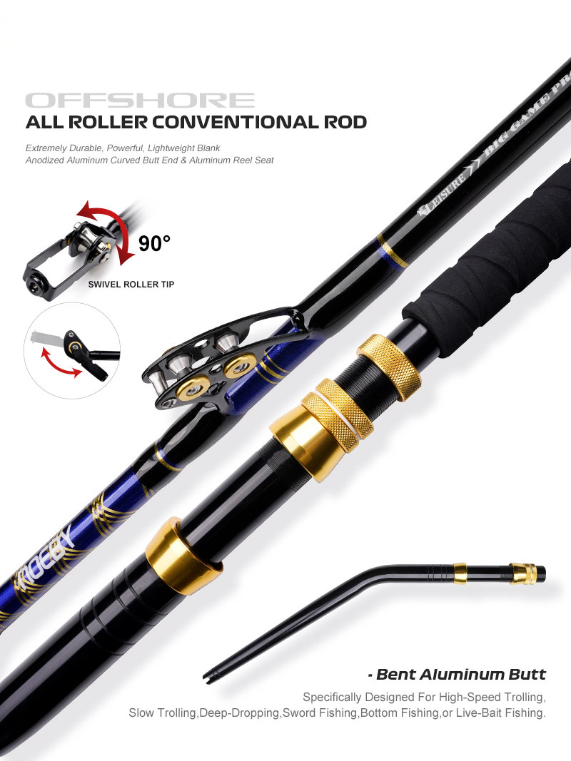Deep Sea Towing Fiberglass Fishing Rod with Metal Handle 1.8m Solid Rod Body Hard Action – Fishing Rod – view 2