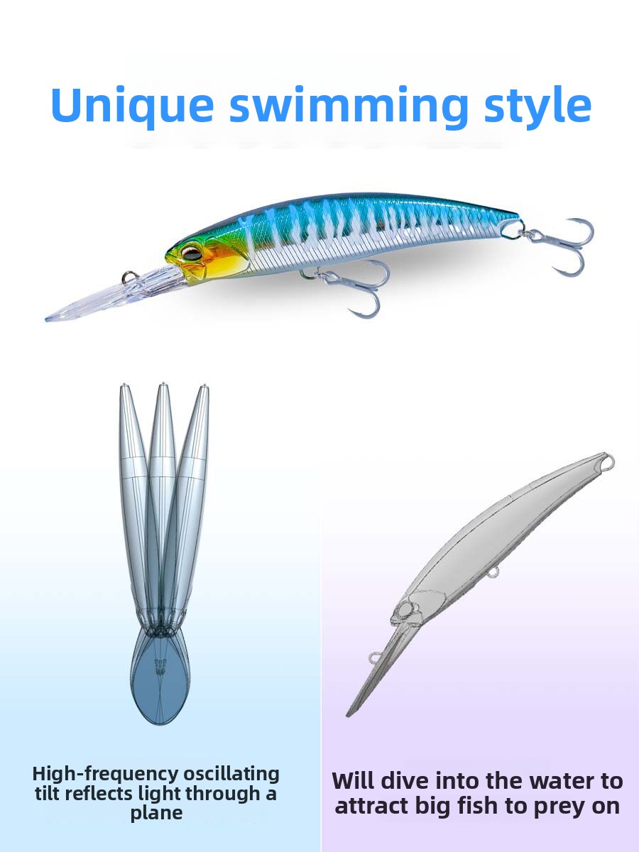 Artificial Hard Bait Drag Fishing Minnow Freshwater Saltwater Long Throw Center Gravity Transfer Integrated Steel – Minnow – view 5