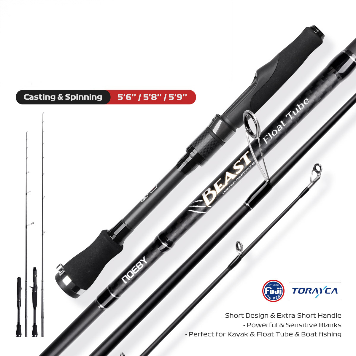 For Carbon Float Tube Fishing Rod-Hard Action 2-Piece Lake Use Short Handlebar Design – Fishing Rod – view 5