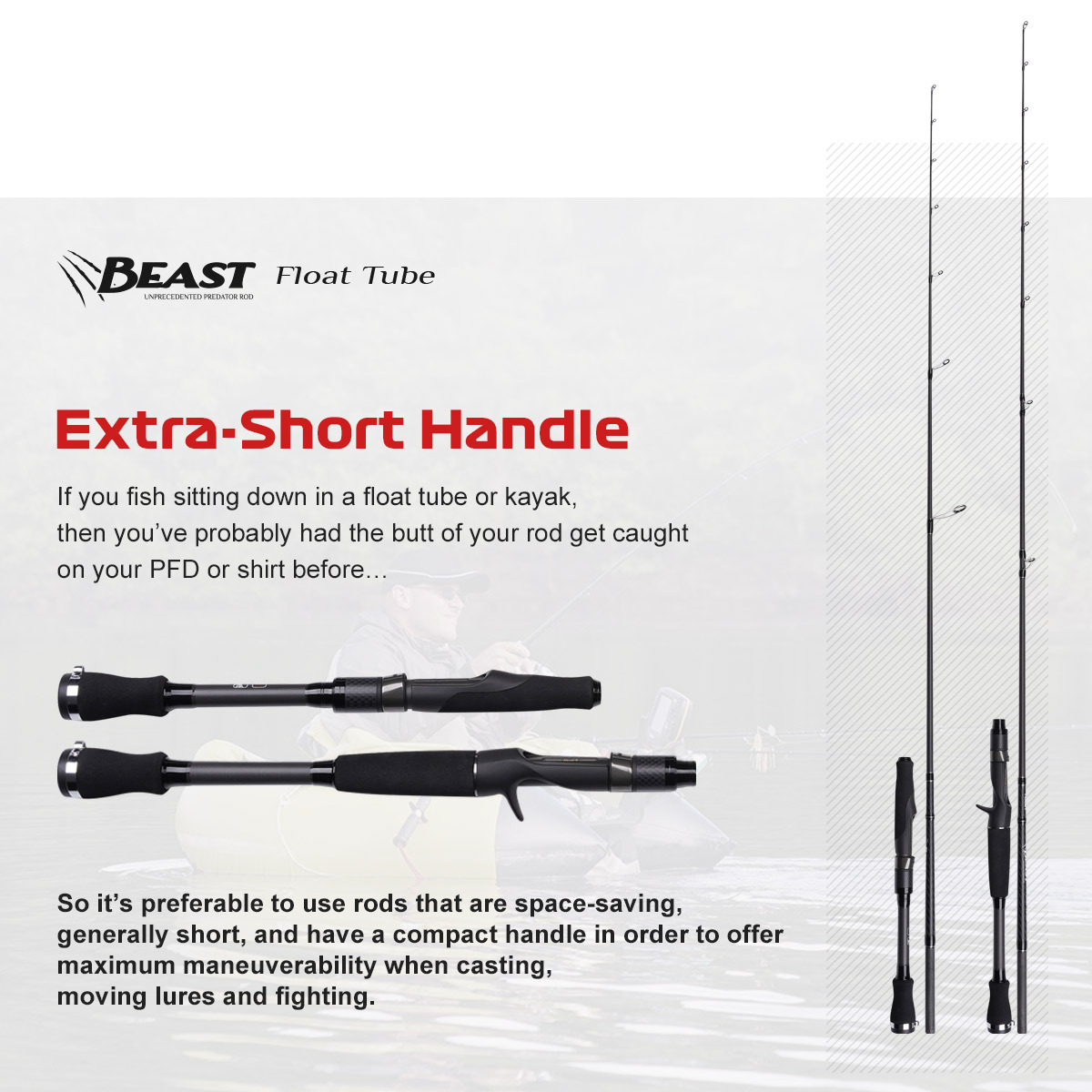 For Carbon Float Tube Fishing Rod-Hard Action 2-Piece Lake Use Short Handlebar Design – Fishing Rod – view 4