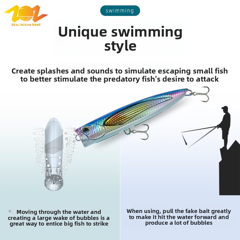 Splash Wave Craw 135mm 160mm 190mm Sea Fishing Live Bait Long Distance Lure Surface Stainless Steel Universal – Popper – view 4