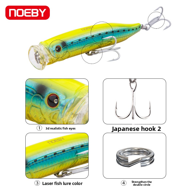 For Nobby Sea Fishing Surface System Wave Climbing Artificial Hard Bait 150mm54g Luya Popperlure Stainless Steel Golden Gun GT – Hard Lure – view 3