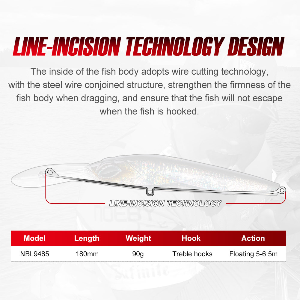 For Nobby Bionic ABS 90g Luya Trolling Mino Long Tongue Board Sea Fishing Boat Fishing Hard Bait – Hard Lure – view 2