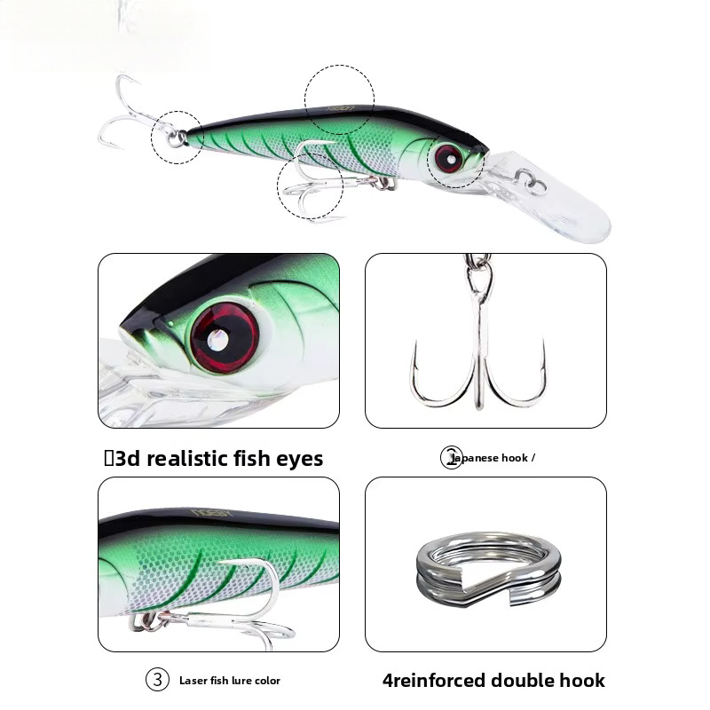 Daino Bait Luya Deep Sea Towing Long Tongue Plate Boat Fishing Sea Fishing GT Golden Gun Live Bait – Minnow – view 4