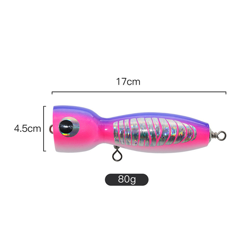 CHEERY 17cm 80g High Quality OEM 4 Colors Artificial Wood Popper Topwater Lure for Bass & Saltwater Fish Lake Fishing – Popper – view 3