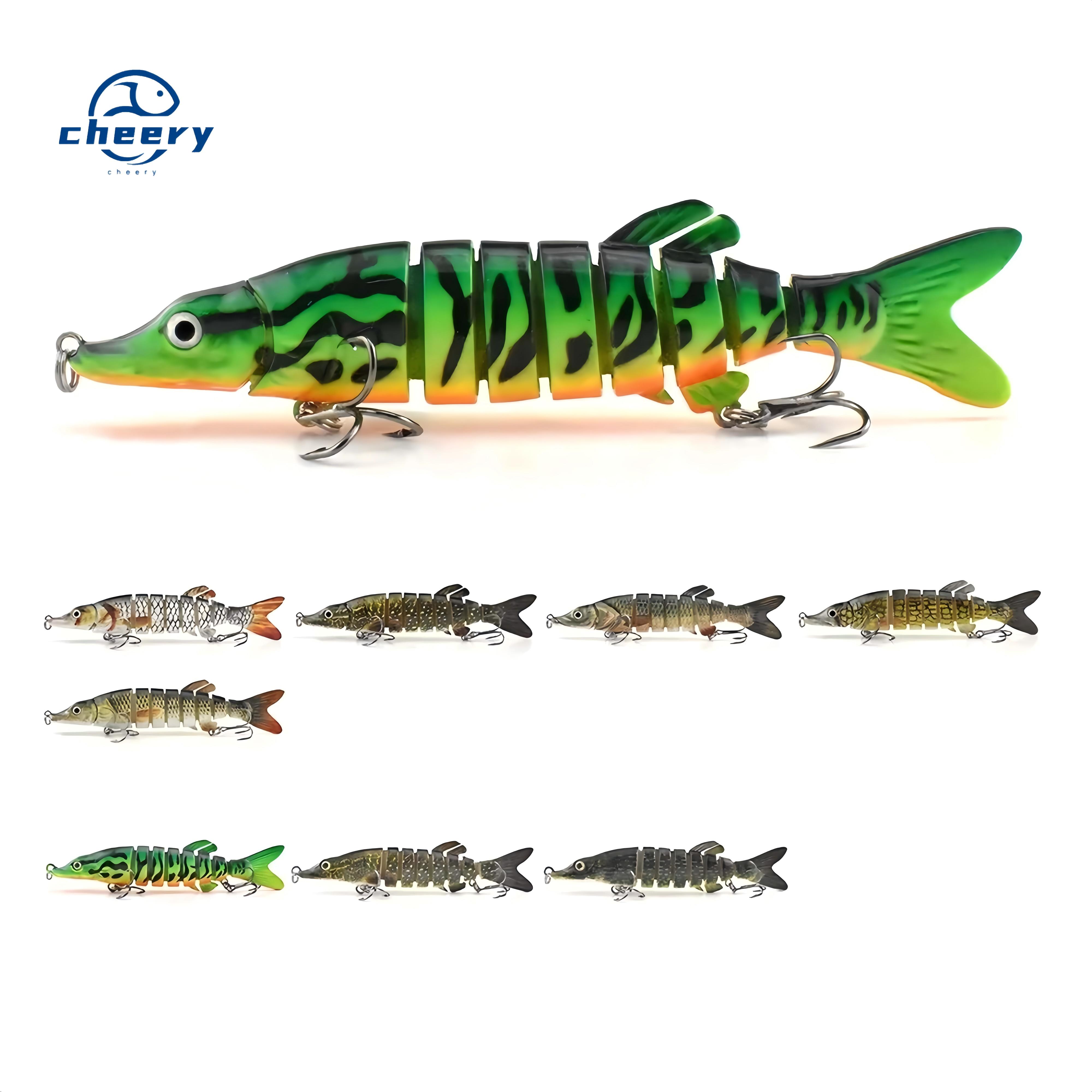 CHEERY Eight Section Pike Barracuda 130mm Long-Cast Sinking Bait Lure ABS Bass Fishing Gear Hard Printed with Hooks Freshwater – Swimbait – view 1