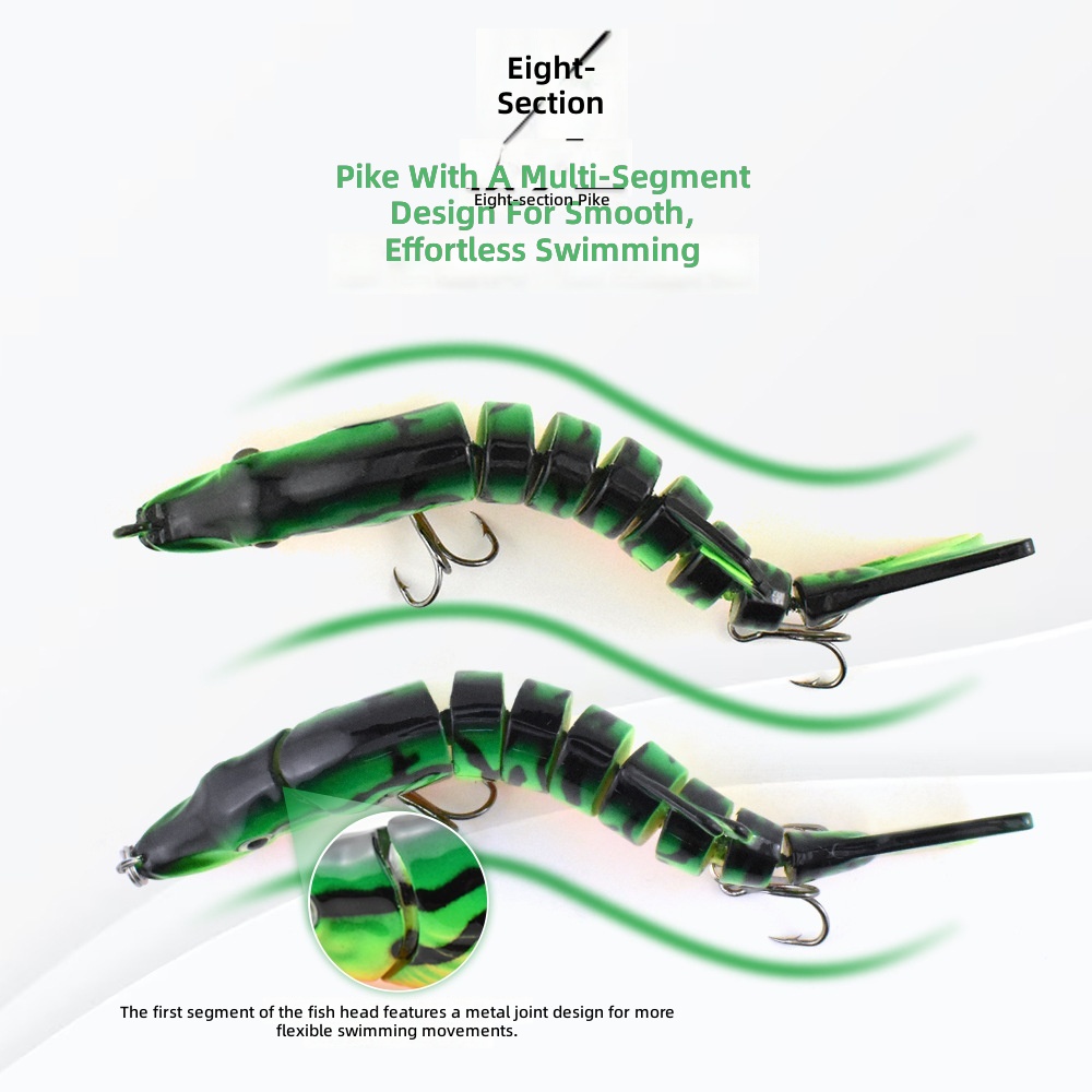 CHEERY Eight Section Pike Barracuda 130mm Long-Cast Sinking Bait Lure ABS Bass Fishing Gear Hard Printed with Hooks Freshwater – Swimbait – view 2