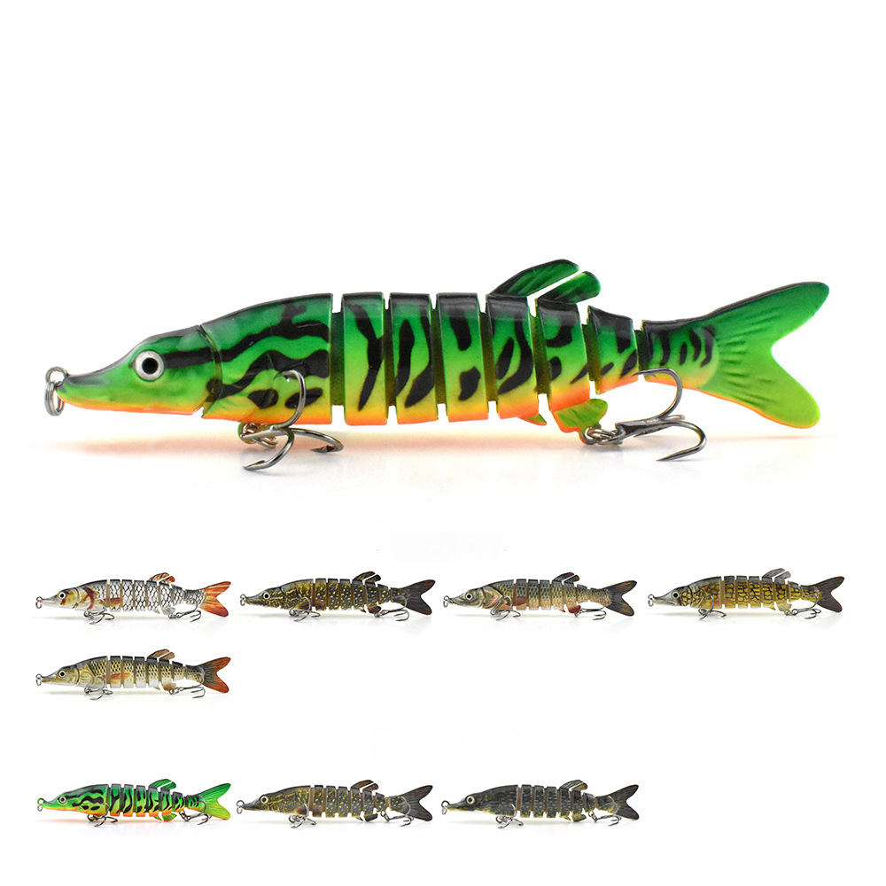CHEERY Eight Section Pike Barracuda 130mm Long-Cast Sinking Bait Lure ABS Bass Fishing Gear Hard Printed with Hooks Freshwater – Swimbait – view 4