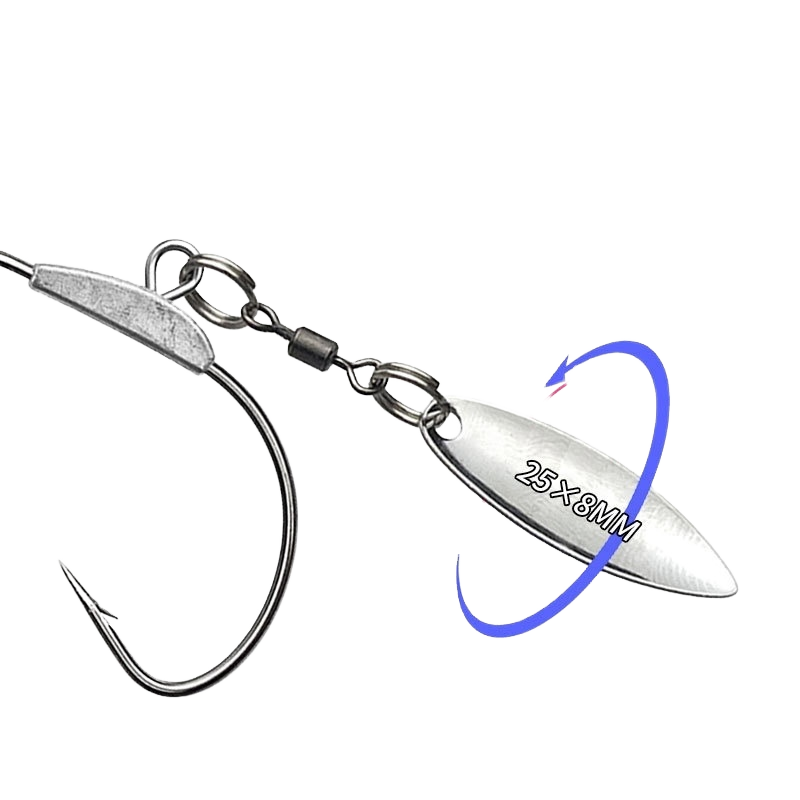 CHEERY Jig Head Weedless Fishing Hooks Worm Offset Lure Bass Saltwater Fishing Rigs with Spoon for Carp & Catfish – Fishhook – view 2