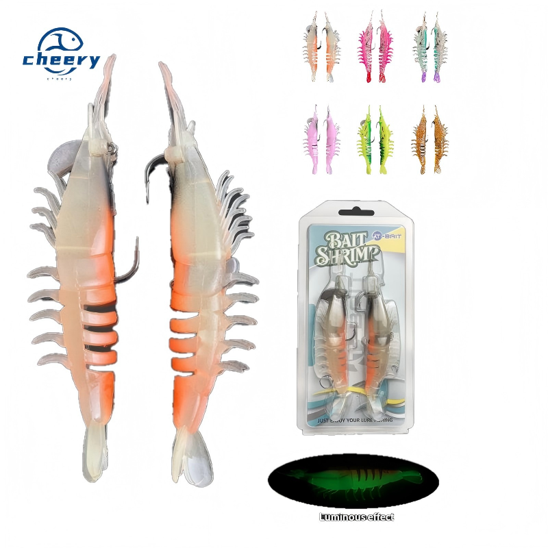 10.5g 14g 18.5g Lifelike Shrimp Baits Midwater Lure for Saltwater Fish & Sea Bass Realistic Jigs with Luminous Features – Worms & Grubs – view 1