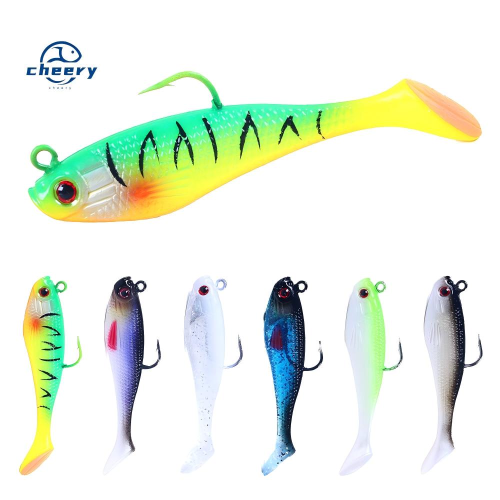 CHEERY SO073 8cm 10g ABS Artificial Soft Baits Lead Head Fishing Lures with T Tail for Ocean Boat Ice & Fly Fishing – Worms & Grubs – view 1