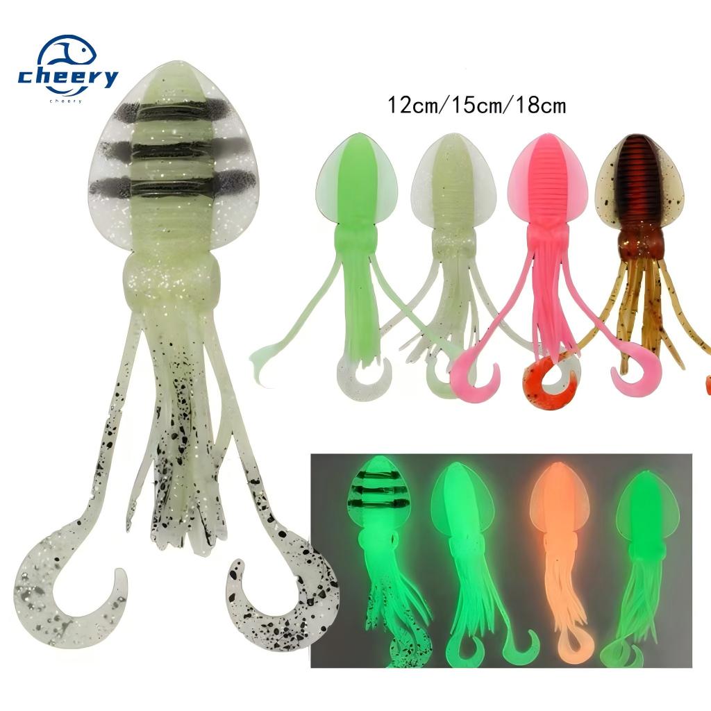 CHEERY 12cm 15cm 18cm PVC Luminous Hoochies Squids Tuna Bait Lure Sea Fishing Biological River Lake Fishing Lure YY088 – Octopus Skirt – view 1