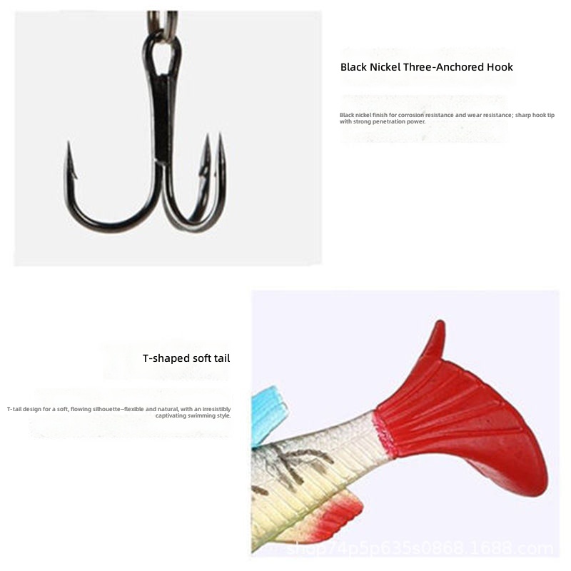 CHEERTY Catfish Carp 9cm 14g Silicone Soft Bait T-Tail Sinking Minnow Lure Hooks Tasmanian Devil Artificial River Lake – Worms & Grubs – view 5