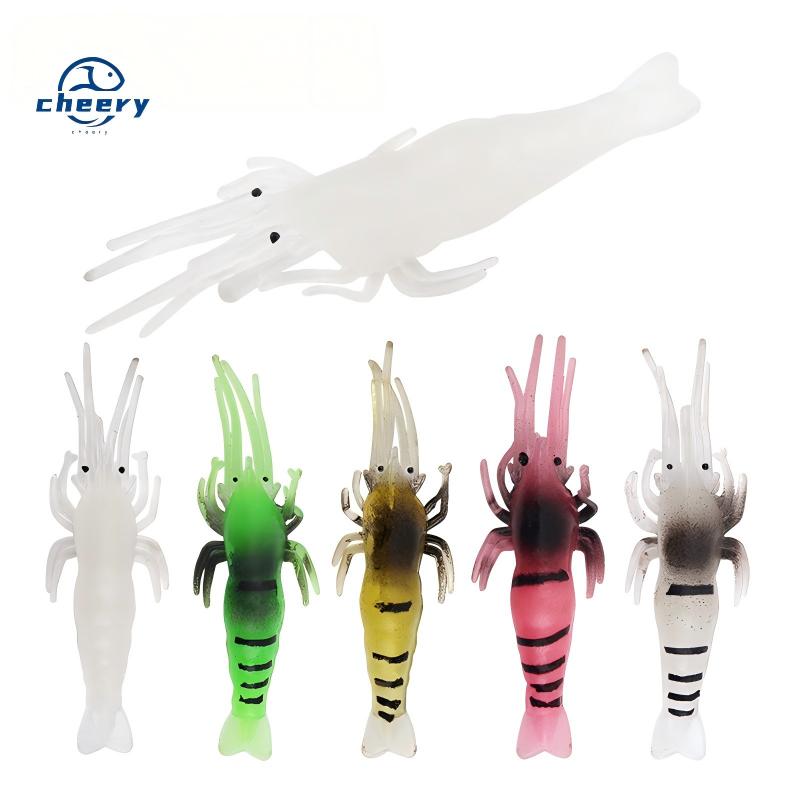 CHEERY 4.8cm 1g Five Colors Luminous Realistic Artificial Soft Bait Plastic Shrimp Lure Crazy Shrimp Fishing Lure – Worms & Grubs – view 1
