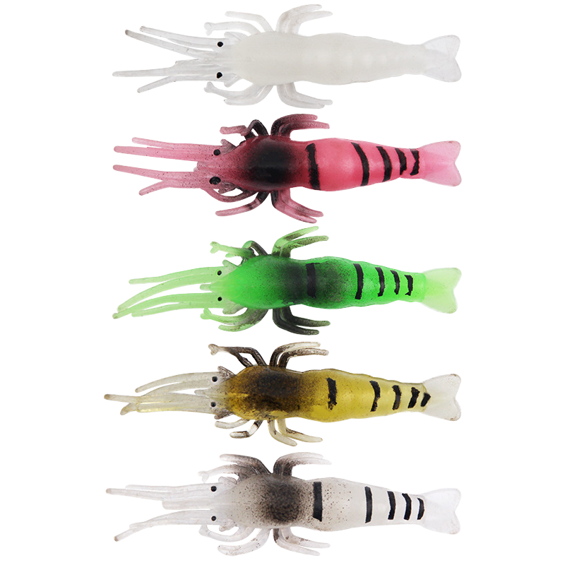 CHEERY 4.8cm 1g Five Colors Luminous Realistic Artificial Soft Bait Plastic Shrimp Lure Crazy Shrimp Fishing Lure – Worms & Grubs – view 2