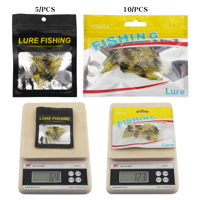 CHEERY 4.8cm 1g Five Colors Luminous Realistic Artificial Soft Bait Plastic Shrimp Lure Crazy Shrimp Fishing Lure – Worms & Grubs – view 5