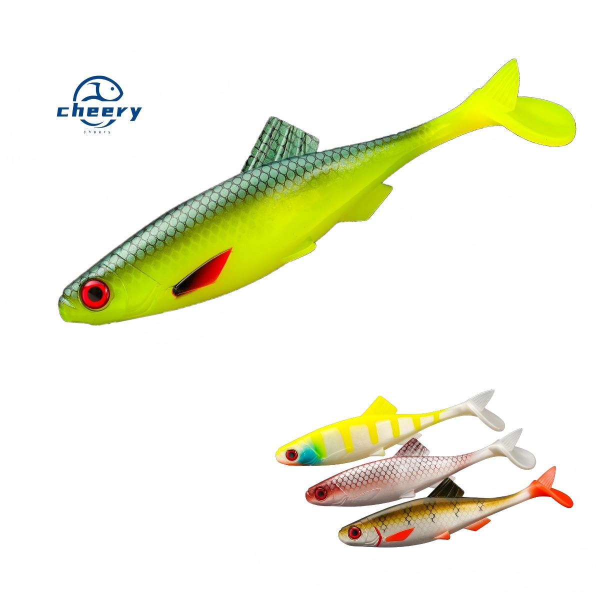 CHEERY Stainless Steel Printed T-tail Artificial Soft Bait 15cm/20cm Fish-Shaped Sea Fishing Hooks for Bass Float Bottom Fishing – Worms & Grubs – view 1