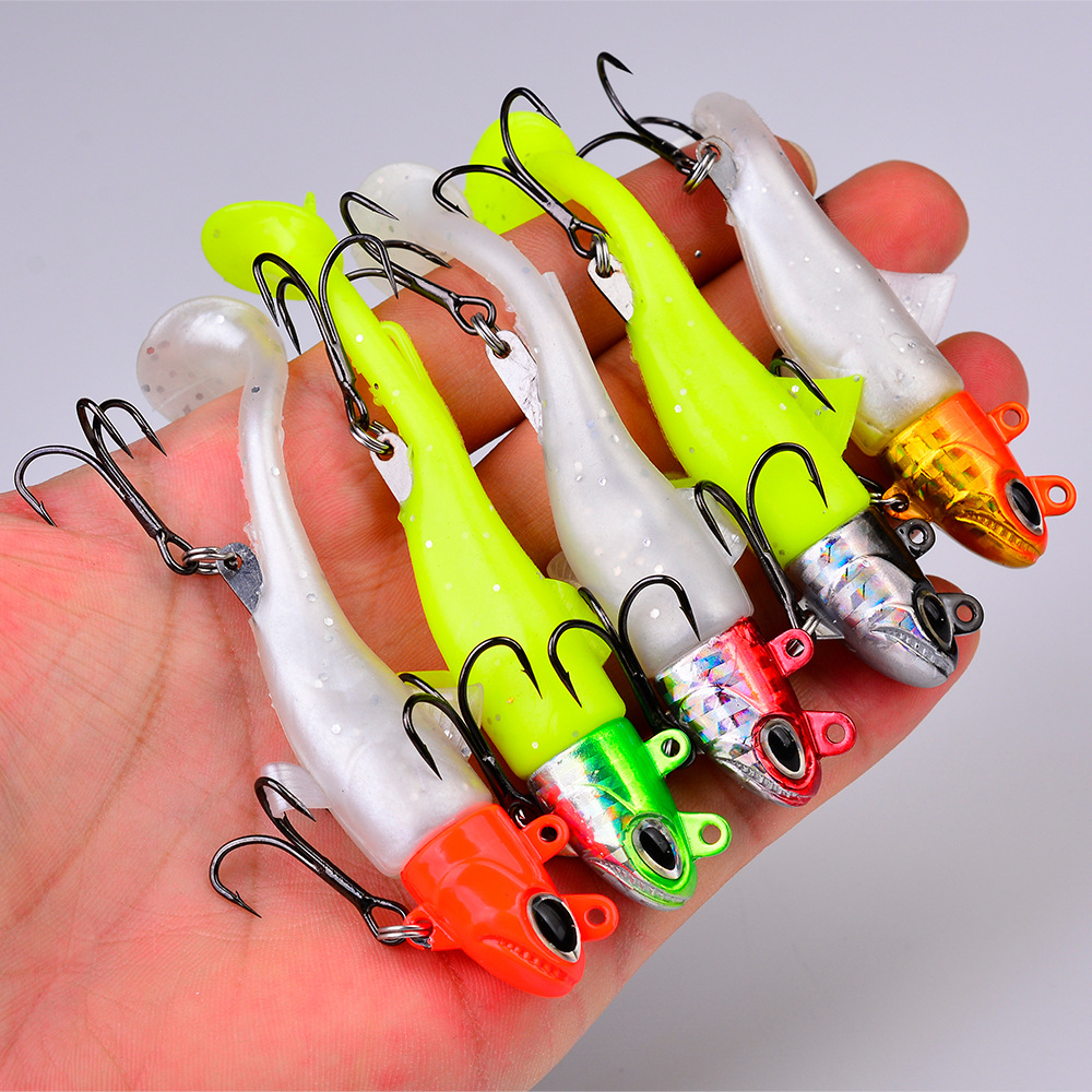 CHEERY 13.5g-56g 5 Color Artificial Soft Bait Saltwater T Tail Pinfish PVC Fishing Lures for River Use with Hooks – Fishing Lure – view 3