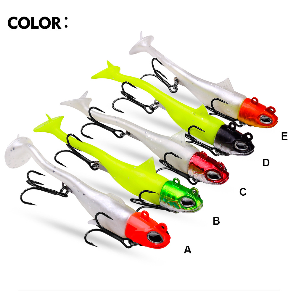 CHEERY 13.5g-56g 5 Color Artificial Soft Bait Saltwater T Tail Pinfish PVC Fishing Lures for River Use with Hooks – Fishing Lure – view 5