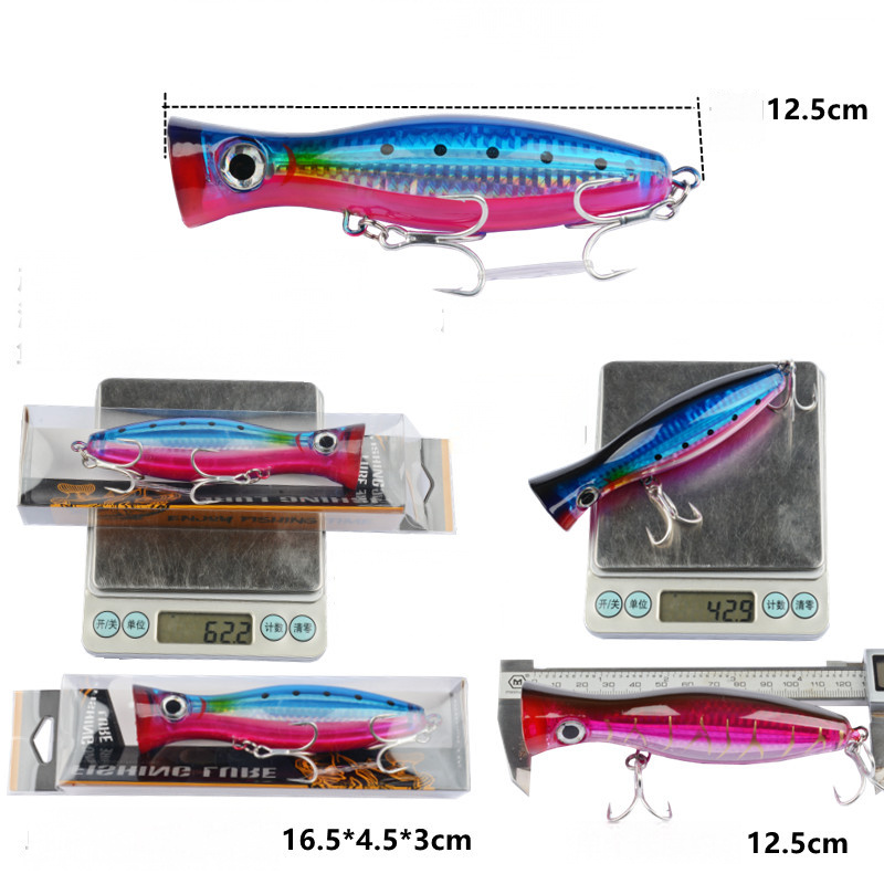 CHEERY 12.5cm 40g ABS Plastic Floating Big Popper Hard Bait Fishing Lure for Ocean Boat River Lake Stream Fishing – Popper – view 4