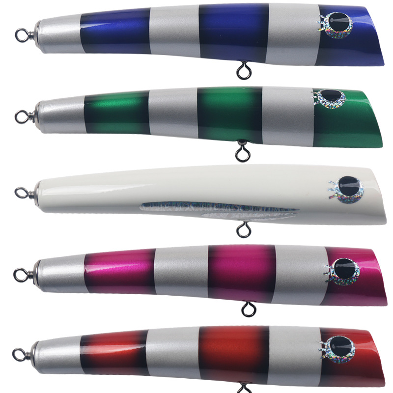 CHEERY 120g24cm Wooden Popper Lure for Saltwater Fish & Trout Floating Offshore Boat Trolling Artificial Hard Bait Without Hooks – Popper – view 3