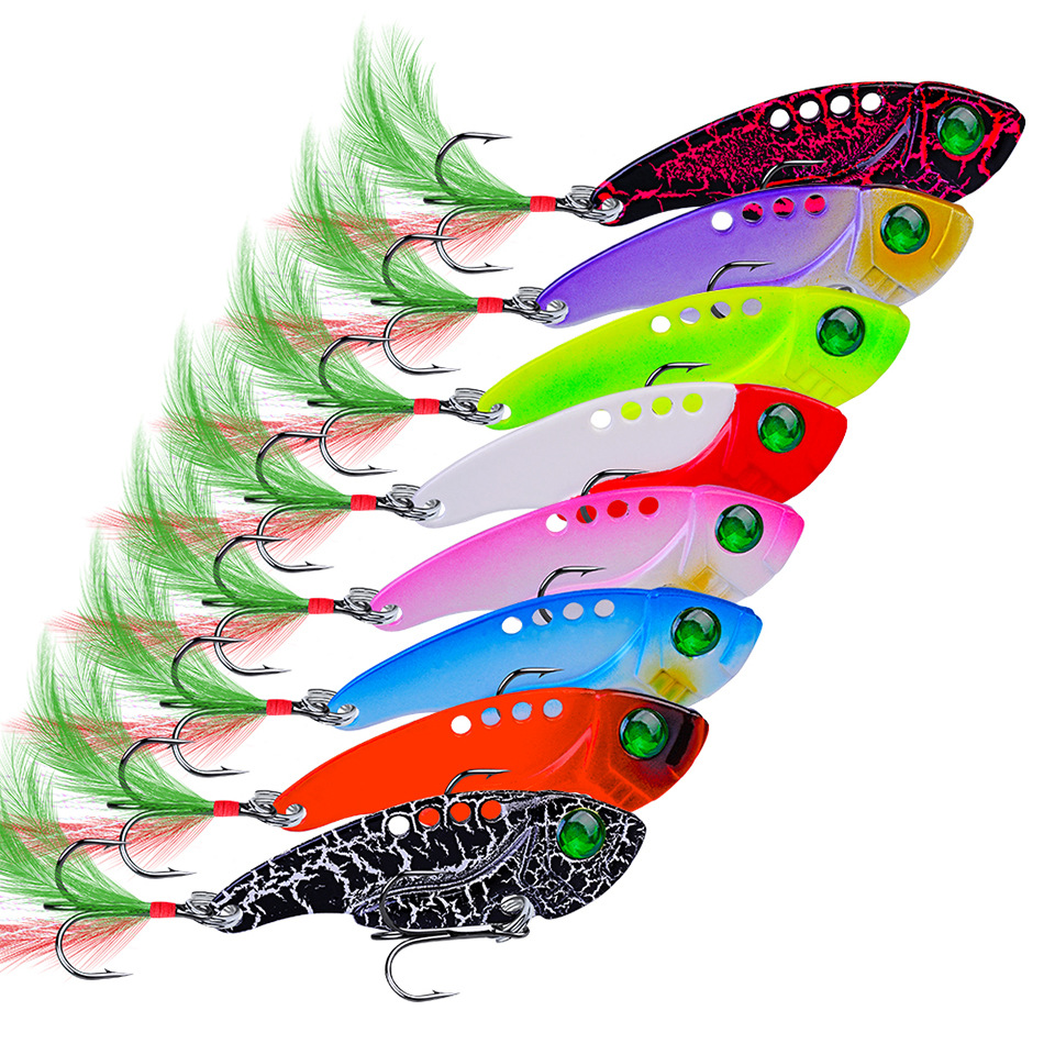 CHEERY 55mm 11gram Sink Vib Fishing Spinner Bait Blades 8 Color Meta Lure for Largemouth Trout for Ocean Boat River Lake Fishing – VIB – view 2