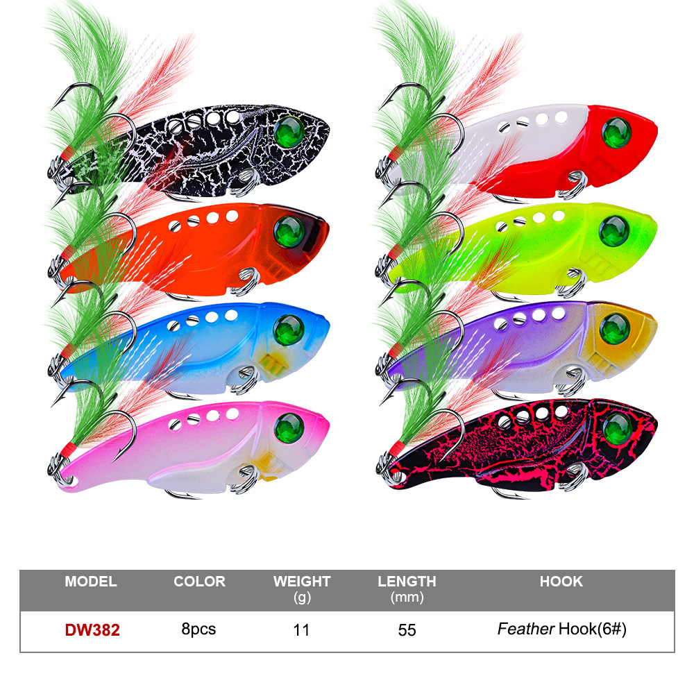CHEERY 55mm 11gram Sink Vib Fishing Spinner Bait Blades 8 Color Meta Lure for Largemouth Trout for Ocean Boat River Lake Fishing – VIB – view 5