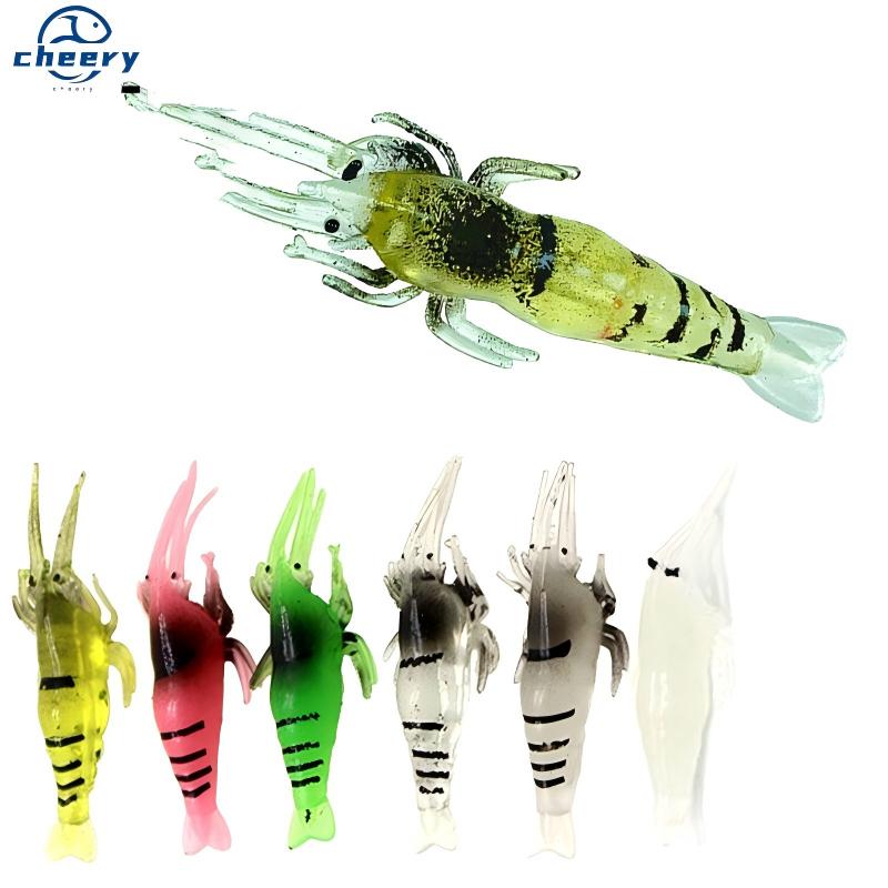 CHEERY 10pcs/bag T-BAIT SS-2 High Quality Luminous Soft Shrimp Artificial Bait Lures for Pike Bottom Fishing with Hooks – Worms & Grubs – view 1