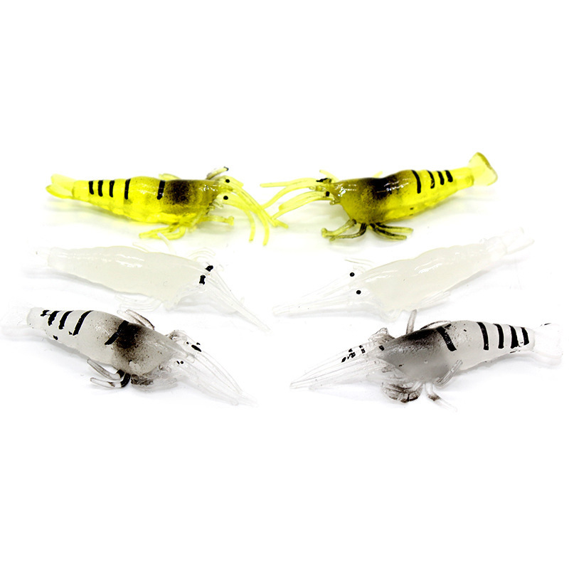 CHEERY 10pcs/bag T-BAIT SS-2 High Quality Luminous Soft Shrimp Artificial Bait Lures for Pike Bottom Fishing with Hooks – Worms & Grubs – view 3