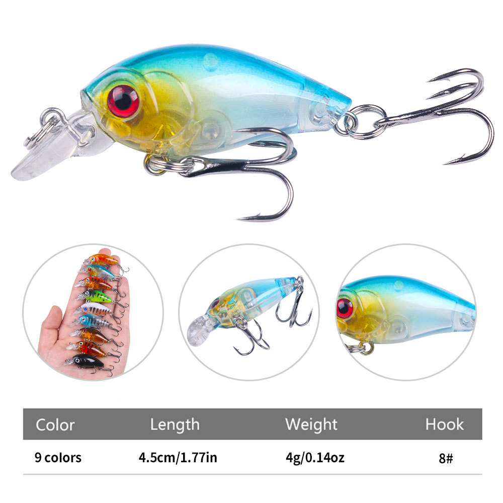 CHEERY Micro Fishing Complete Set Mini Floating Crankbait 4.5cm 4g Printed Hard Fishing Lure for Mackerel Bream Stream Use Hooks – Crankbait – view 4