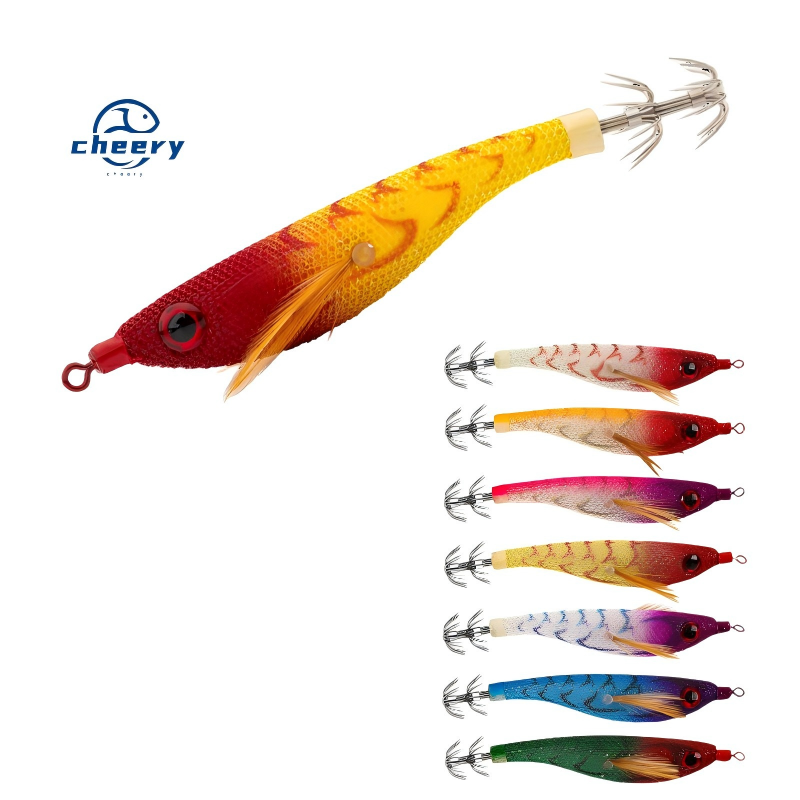 CHEERY Floating ABS Luminous Squid Jig Lure Midwater Baits Sea Fishing Saltwater Fish Target Species Shrimp Jigging Octopus – Wood Shrimp – view 1