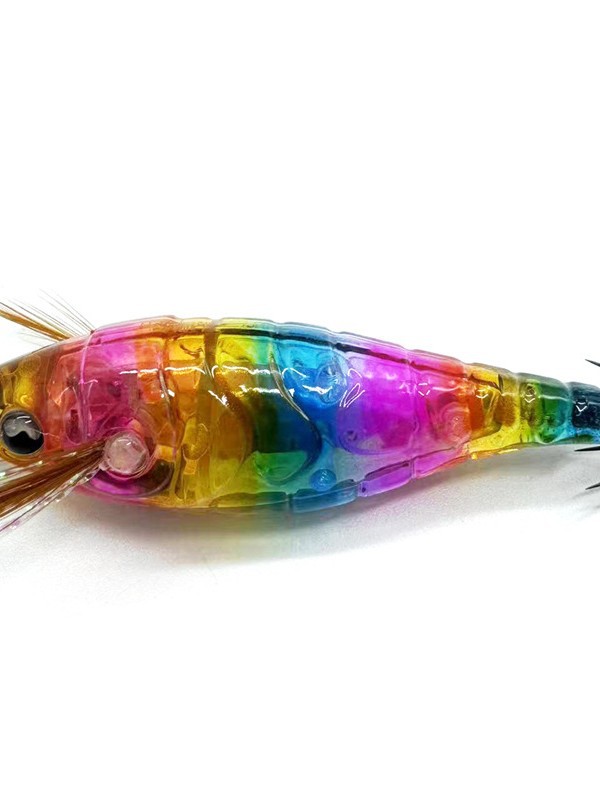 Cheery 7.5cm Glow Horizontal Shrimp Squid Lure ABS Sea Fishing Bait with Hooks for Saltwater Fish – Wood Shrimp – view 5