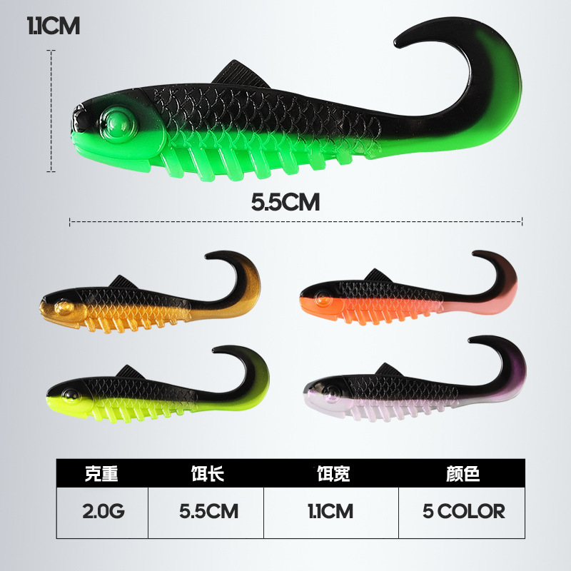 CHEERY 5.5cm 2g Drop Shot Floating Ribbed Paddle Tail Soft Plastic Lure PVC Artificial Bait for Bass Fishing – Worms & Grubs – view 3