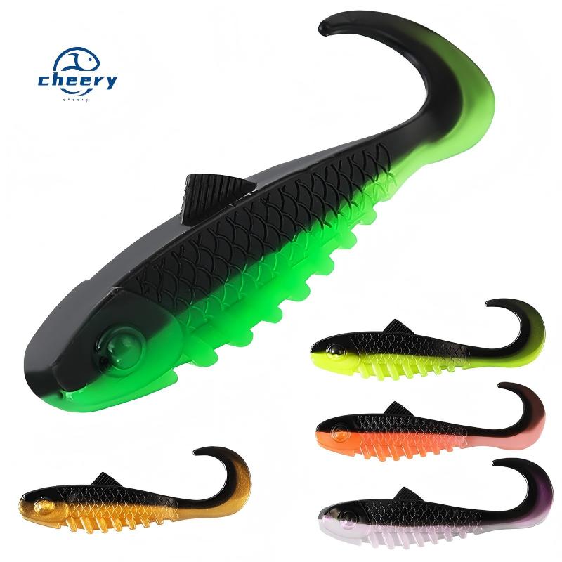 CHEERY 5.5cm 2g Drop Shot Floating Ribbed Paddle Tail Soft Plastic Lure PVC Artificial Bait for Bass Fishing – Worms & Grubs – view 1